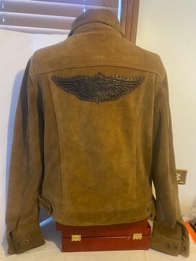 Harley Davidson Ladies Large Stud Trim Sueded Leather Jacket Here